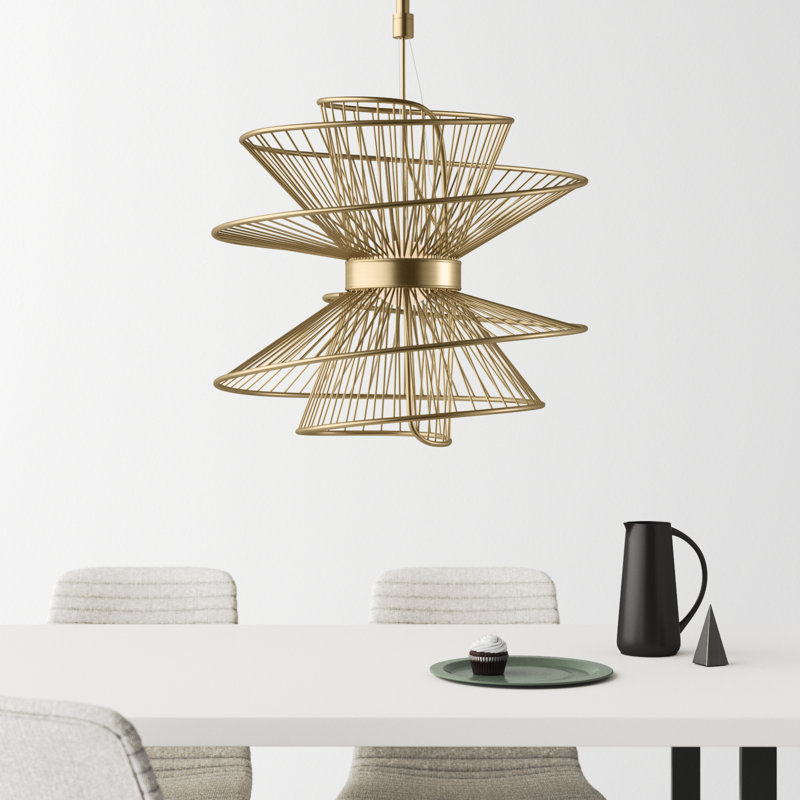Kemi 2 - Light LED Unique/Statement Pendant, 19.75" H x 20" W x 20" D, Natural Aged Brass