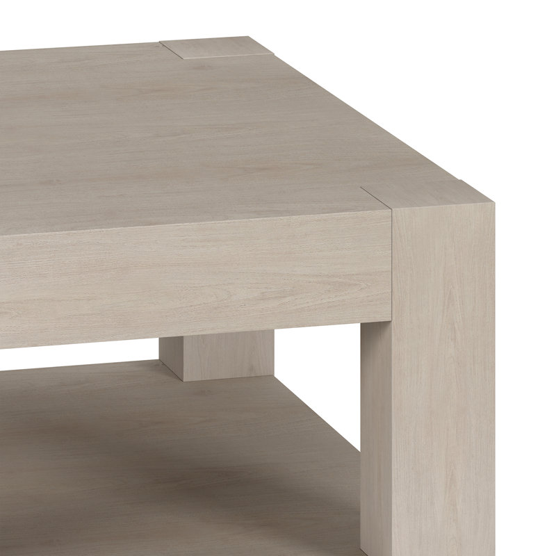 Table basse avec rangement Hughes, Aulne blanc