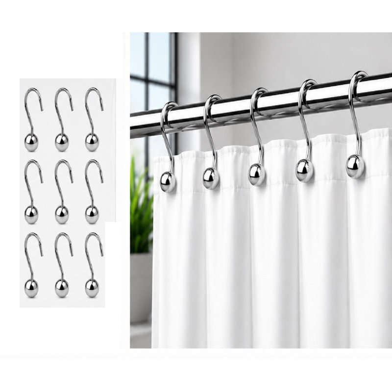 Crochets de rideau de douche ball, Chrome