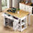 Kitchen Island With Extendable Dining Table, Internal Storage Rack, Power Outlet, 2 Drawers, 2 Cabinet And Open Shelves-2140666959