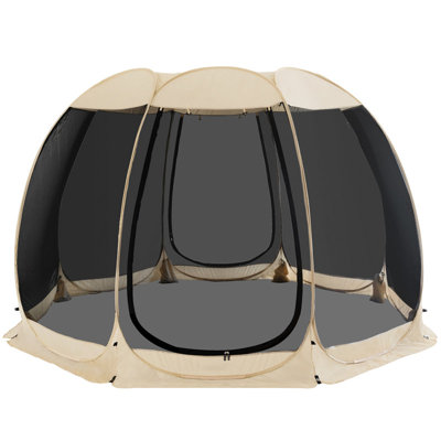 10-Panel Pop Up Outdoor Screen Tent with Sun Shades: Ideal Sun Shelter for Camping, Gardens, and More, Includes Carry Bag