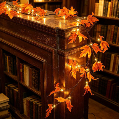Halloween Decorations Atmospheres Tree Lights with Artificial Maple Leaf Vines Room Party Scene Decor Festive Styling Ornaments