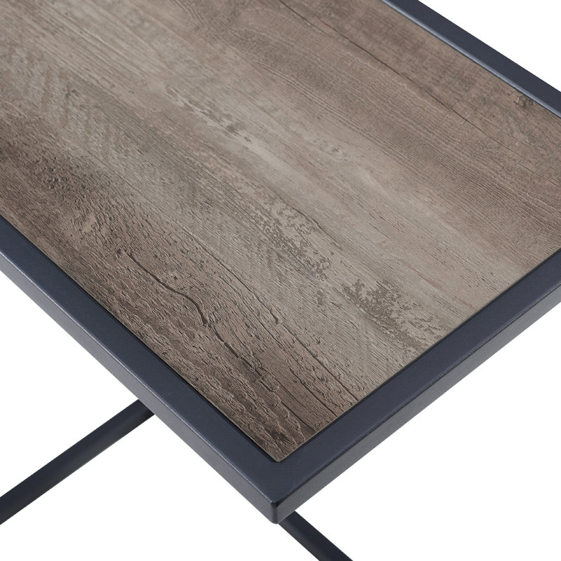 Table de bout moderne asymétrique Marji, Gris délavé/noir