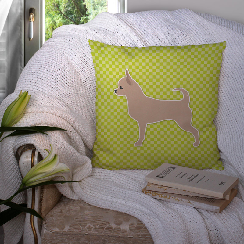 Coussin décoratif intérieur/extérieur chihuahua, H 14 po x l 14 po x P 3 po, Vert