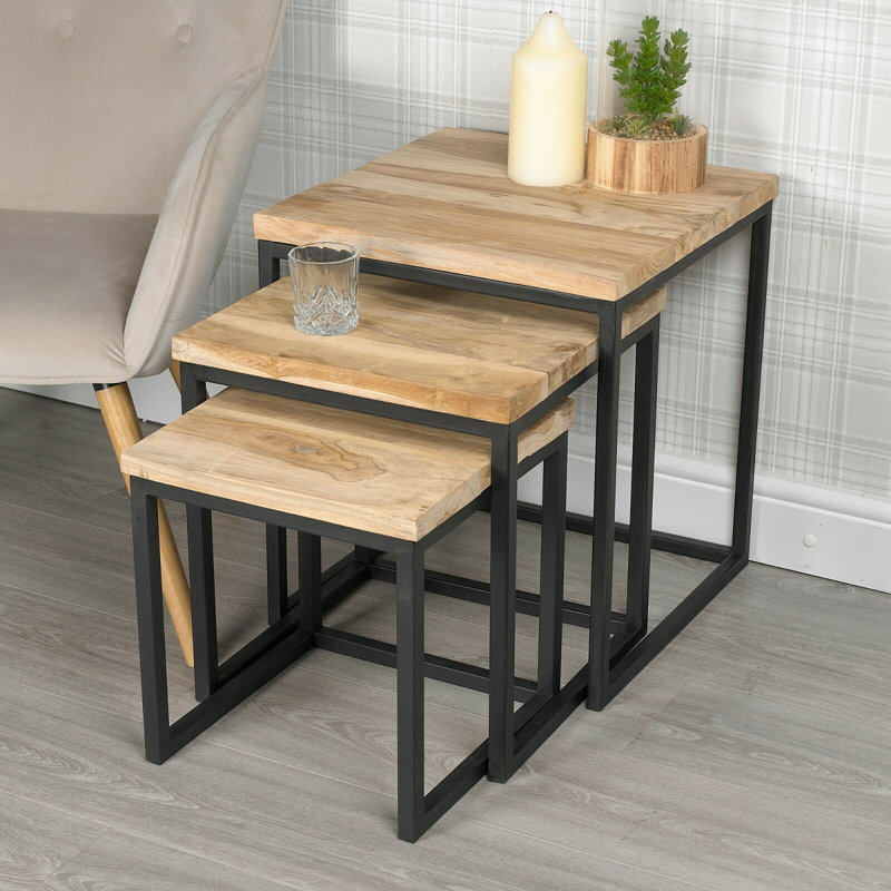 3Pc Teak Nesting Tables