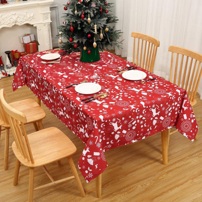 Christmas Tablecloth Xmas Table Cloth Spill Proof Waterproof Anti-Wrinkle Fabric Table Cloth