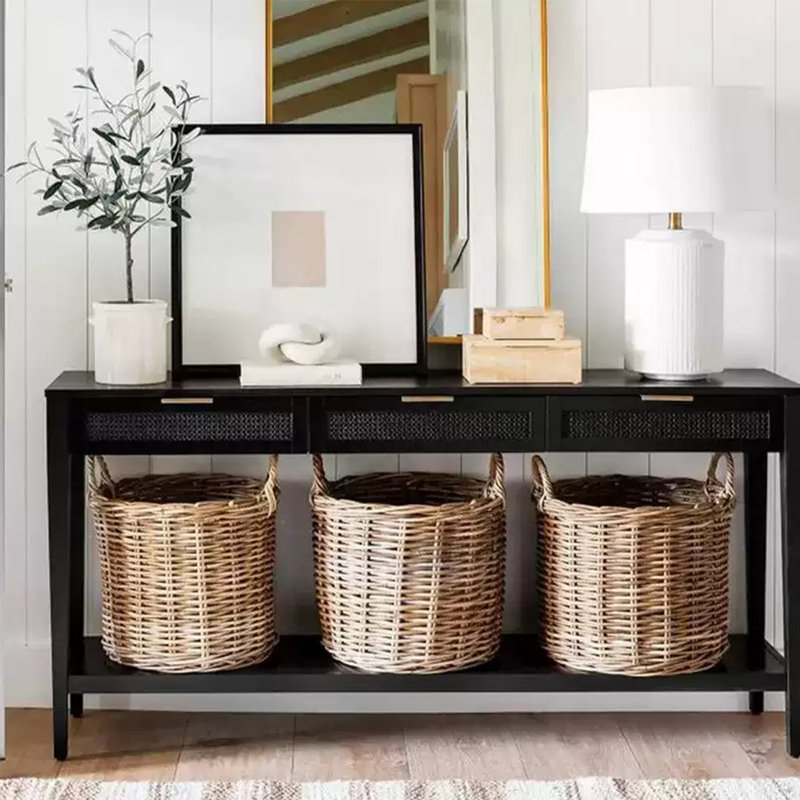 American Retro Luxury Entrance Console Table, Black