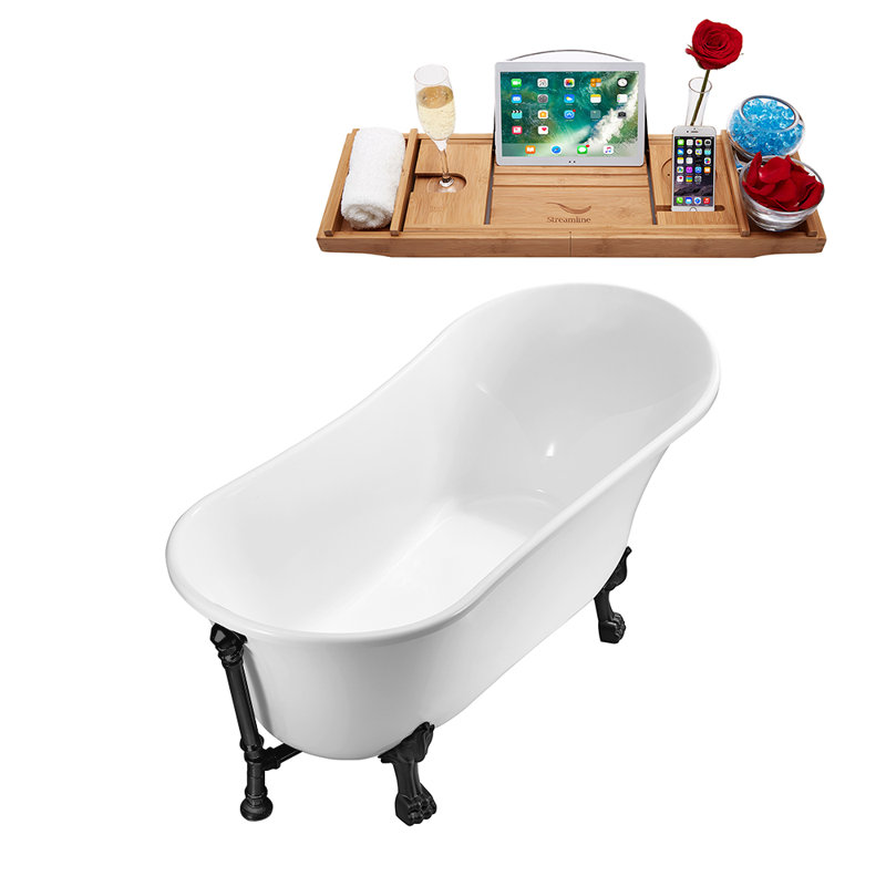 66.9'' x 31.5'' Soaking Acrylic Bathtub, Matte Black, Matte Black