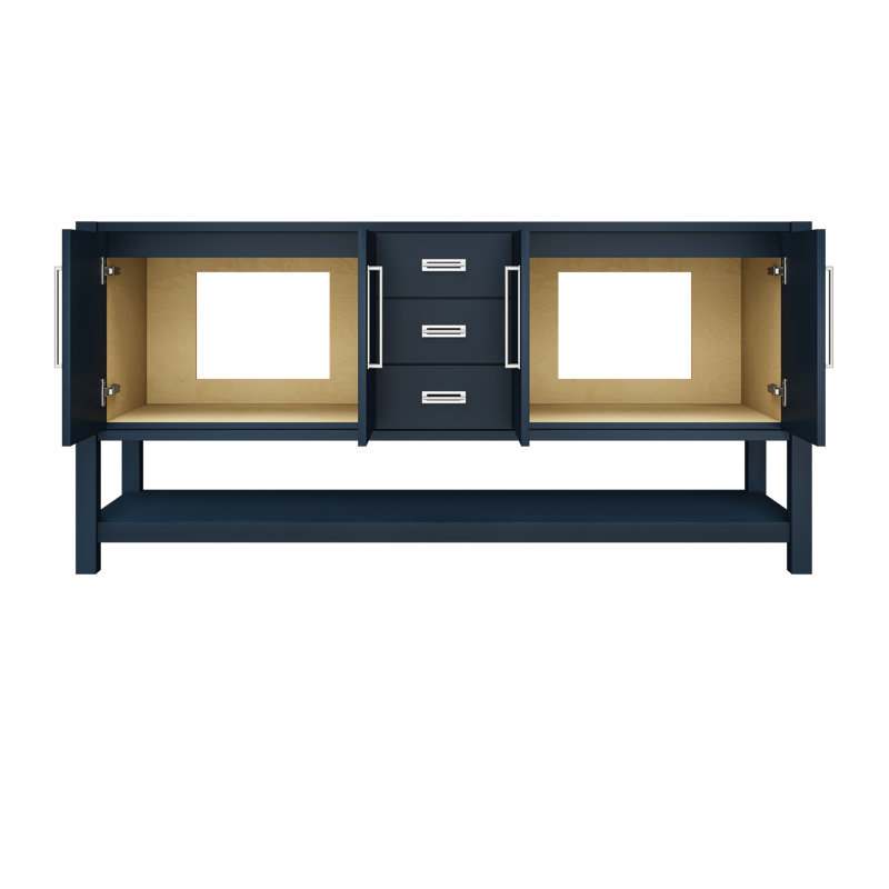 Kiawah Double Bath Vanity, Hague Blue, Polished Chrome, 72"