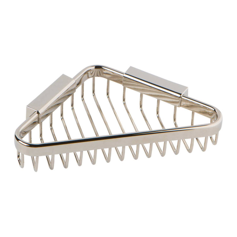 Hotelier 9" Corner Basket, Polished Nickel, 1.43" H x 7.87" W x 4.76" D