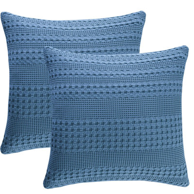 PHF Waffle Weave Pillow Covers , 2 Pack 100% Cotton Square Pillow Shell for Bedding Decor, No Insert