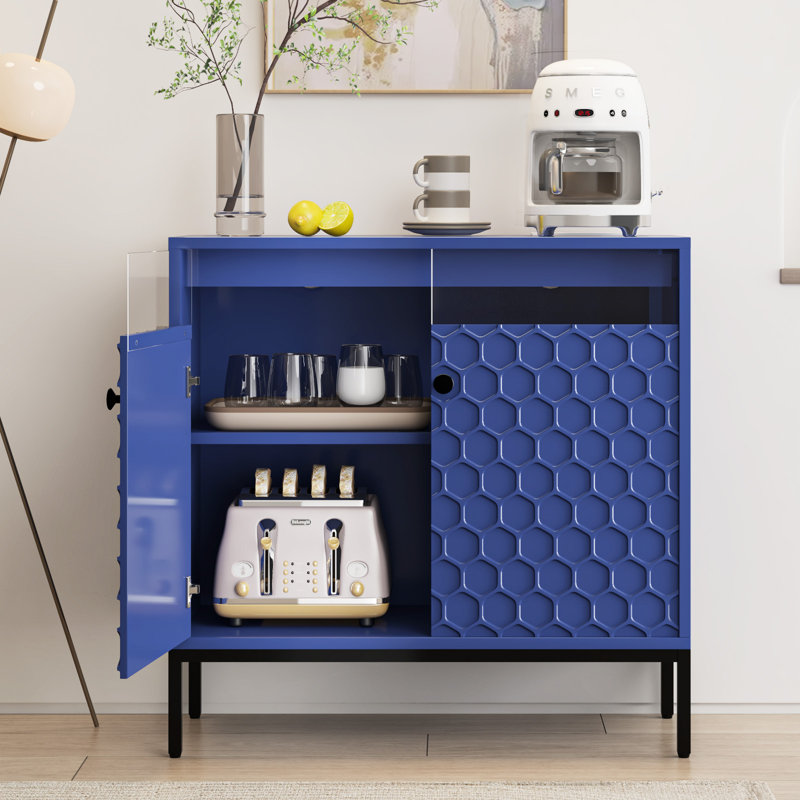 Buffet avec DEL et station de charge, Bleu marine
