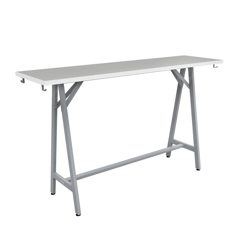 Table de travail Spark, surface de travail rectangulaire 72 po x 20 po, base argent H 42 po, Gris
