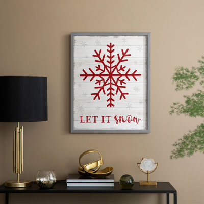 Let It Snow Snowflake Framed Print - Solid Wood
