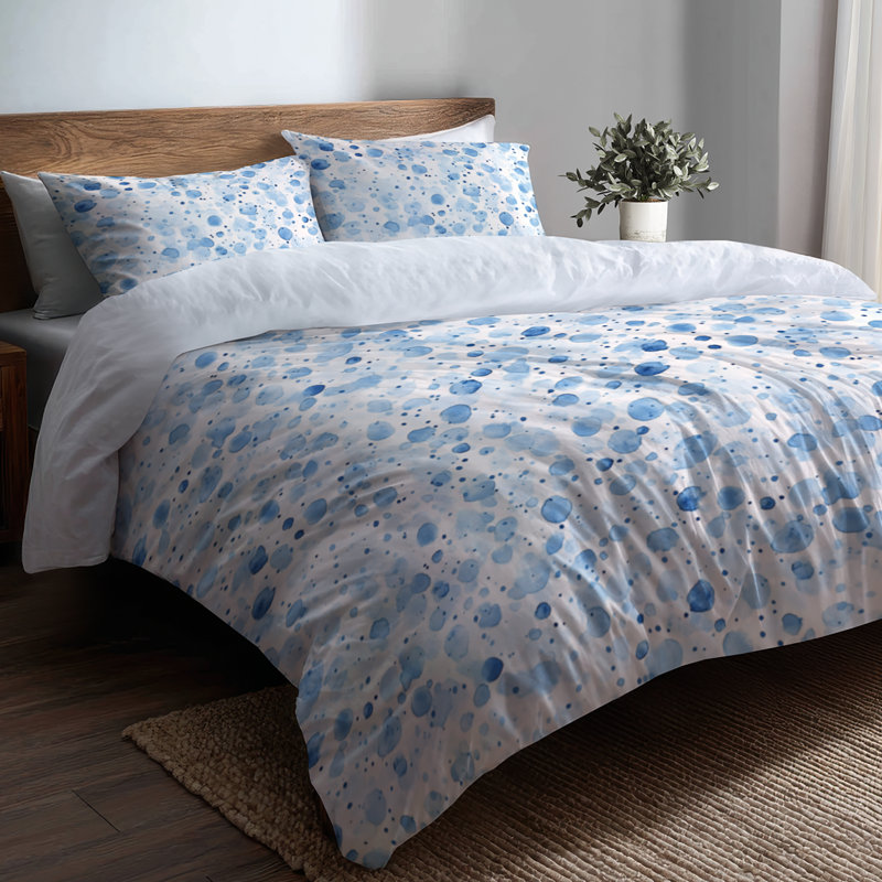 Ensemble de literie moderne 3 pièces - Ensemble de housse de couette et de coussins abstrait bleu