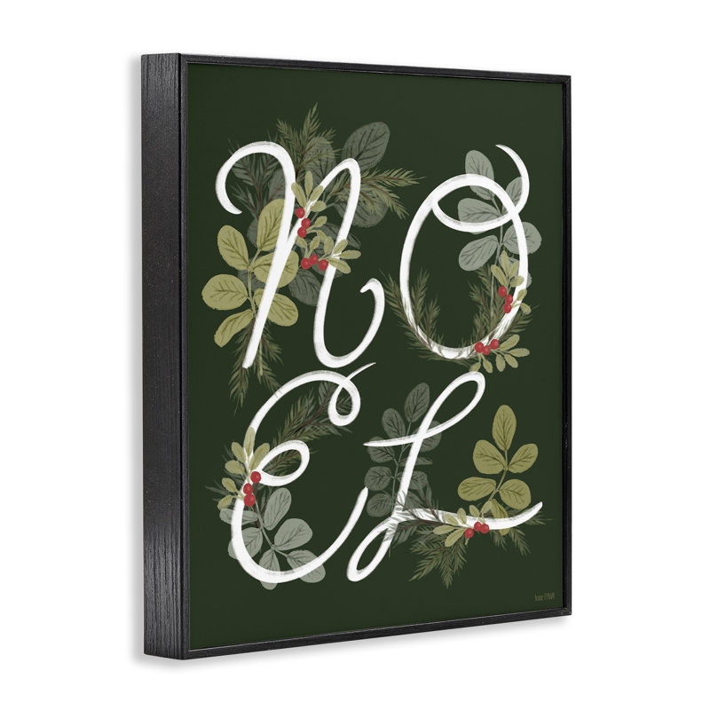 «Noel with Modern Botanicals», estampe numérique de House Fenway, H 14 po x l 11 po, Giclée encadrée noir minuit