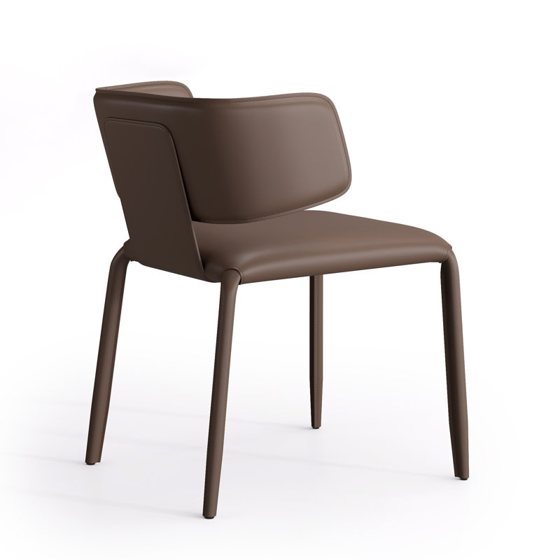 Chaise d'appoint rembourrée en cuir avec siège rembourré et siège en cuir Saddle, 4, Brun