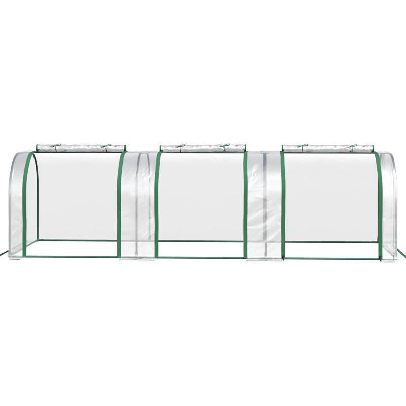 Mini serre 10 pi x 3 pi 2,5 po, avec couloirs à fermeture à glissière, cadre de protection imperméable et cadre en acier pour les longues promenades de jardinage portatives de 2,5 pi, entrées, plante à barreaux robuste
