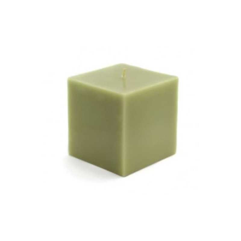 Square Pillar Candle, Set of 12, Sage Green, 3" H x 3" W x 3" D
