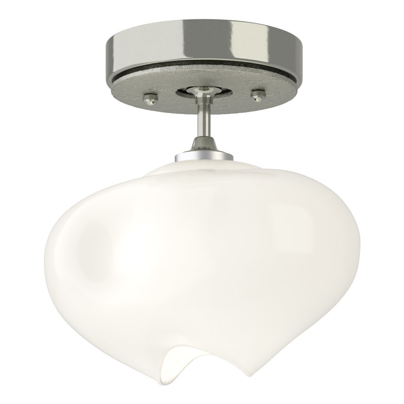 Ume Frosted Glass 1 - Light Semi Flush Mount, Sterling, Sterling