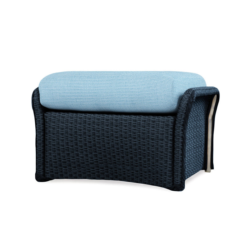 Weekend Retreat Outdoor Ottoman, Sailcloth Salt, Ebony