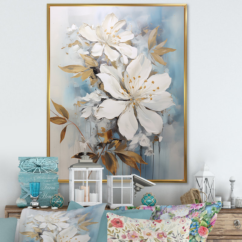 " Graceful Unembellished Rhododendron ", Gold Floater Framed, 44" H x 34" W