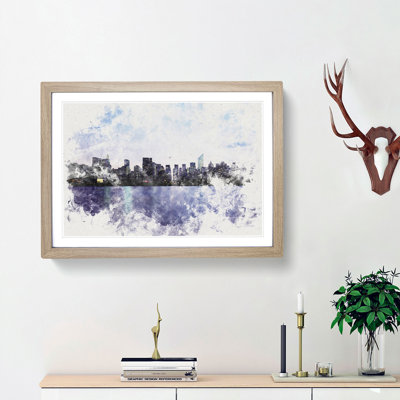 Night Skyline of New York - Picture Frame Graphic Art Print