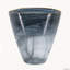 Vase en verre noir fumé de 23,6 x 11,9 x 23,6 cm avec bordure dorée