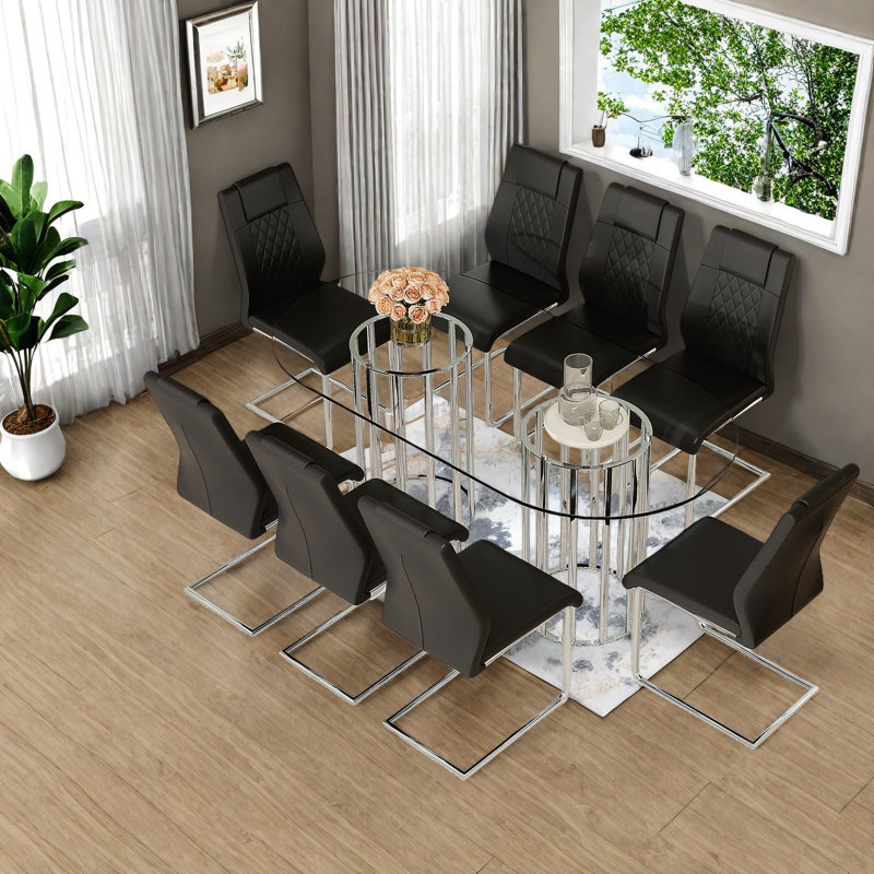 Dining Table Sets(must Include Both Table And Chair), 71 Inch Glass Table