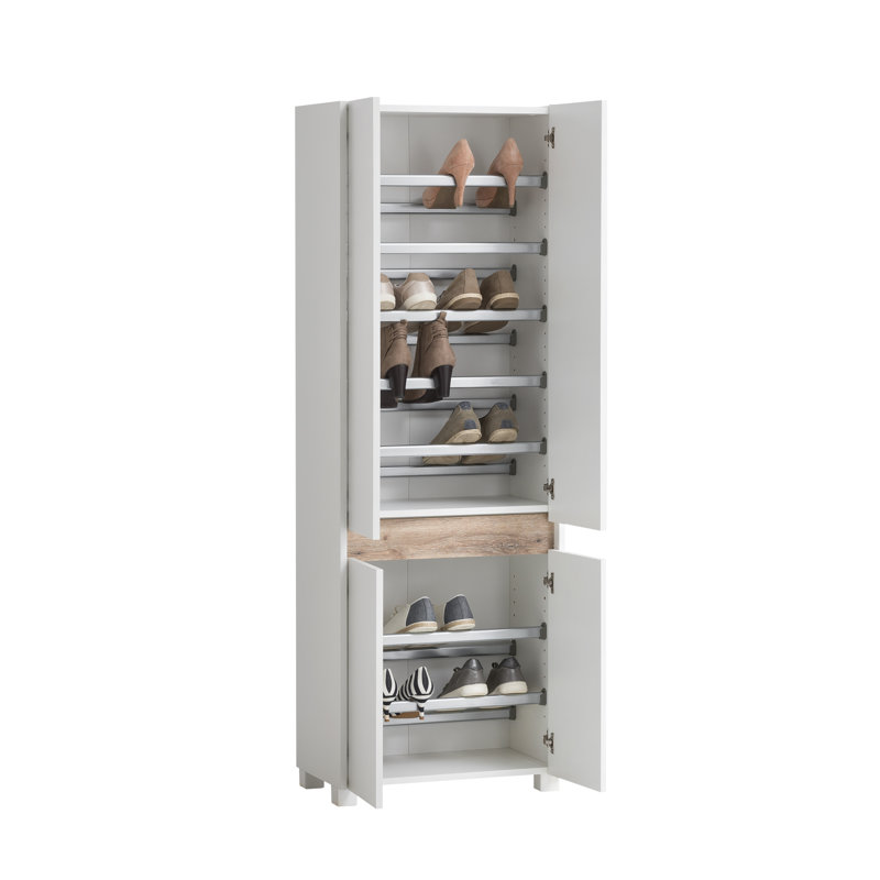 Jadus Shoe Cabinet, White, White