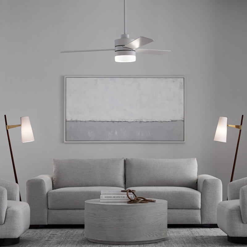 Adna 44'' Ceiling Fan with Light Kit, 44", Matte White, Matte White