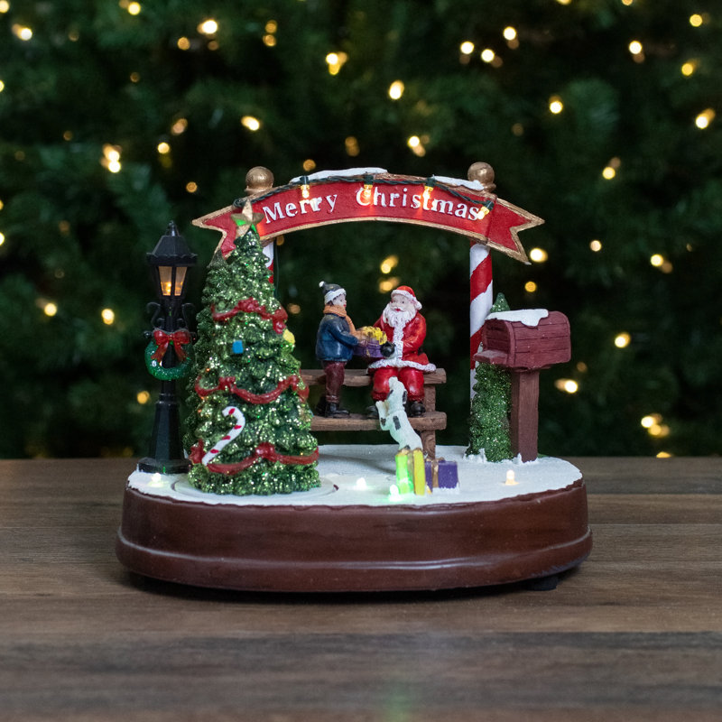 8" Lighted Winter Christmas Scene with Music and a Turning Tree