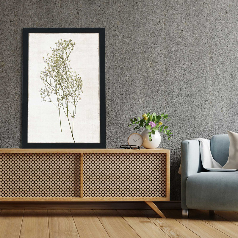 Farmhouse Pressed Flower I - Peinture, L 27,5 po x H 39,5 po, Cadre noir