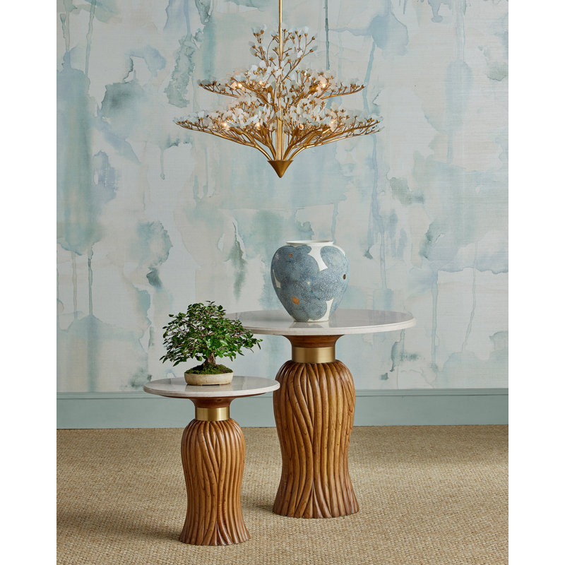 Tassel Marble End Table, 22.5" H x 19.5" W x 19.5" D