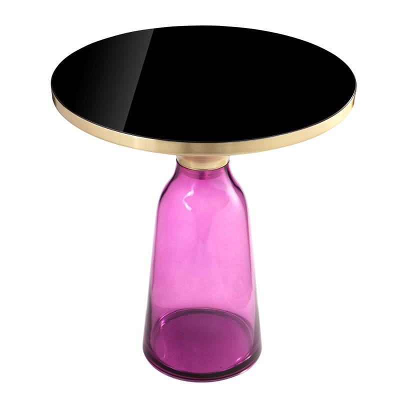 Table de bout latérale en verre soufflé à la main Pangea Home Belinda, Mauve