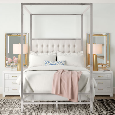 Pettaway Upholstered Metal Canopy Bed