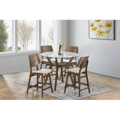 Lyan 5-Piece Round Dining Table Set with Chairs