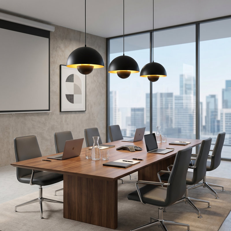 Luminaire suspendu moderne pour îlot de cuisine noir, plafonnier à dôme en métal mat pour îlot de cuisine, salle à manger, chambre à coucher (ensemble de 3)