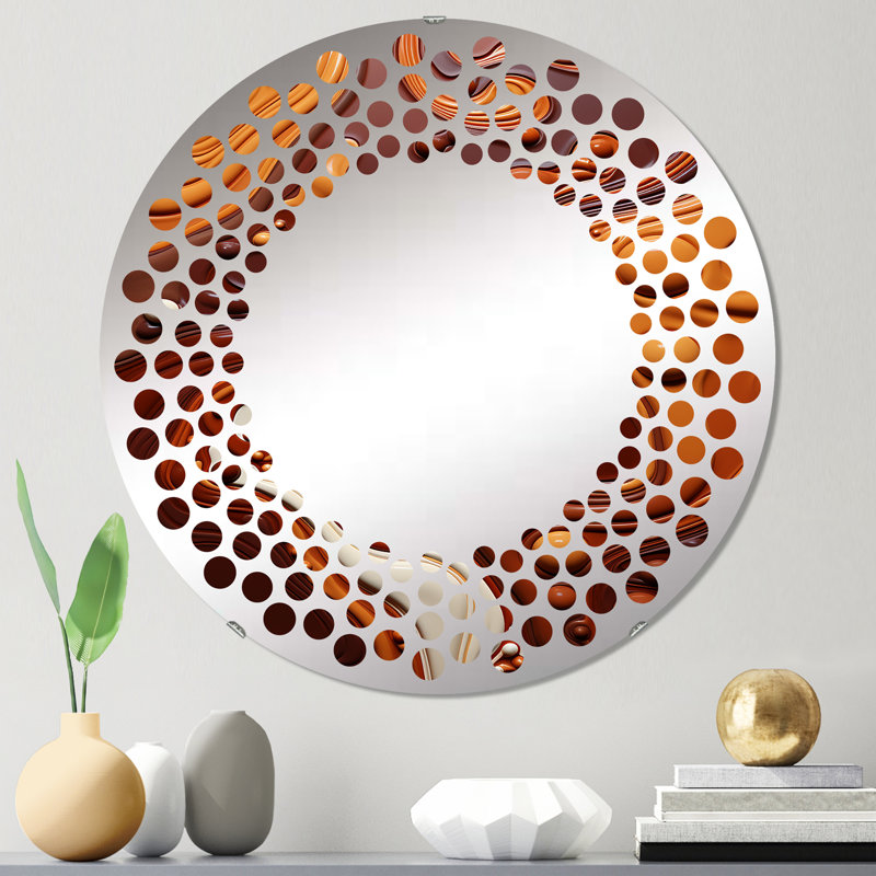 Coffee Espresso Euphoria I - Miroir mural à pois - MIR109764-Rond, 23,6 po x 23,6 po