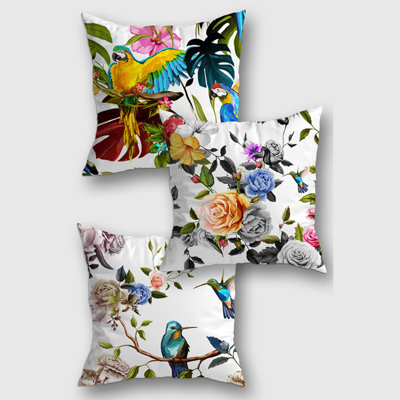 Ensemble de housse de coussin décoratif floral 3 pièces Truffi