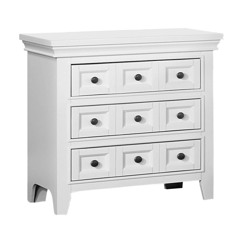 Table de chevet avec USB, blanc, Blanc
