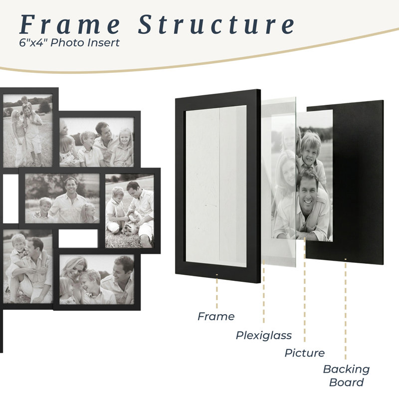 Winston Porter 12-Photo Picture Frame Collage - Multi-Picture Wall-Mounted Display Gallery with 12 Openings for 4x6-Inch Photos or Pictures