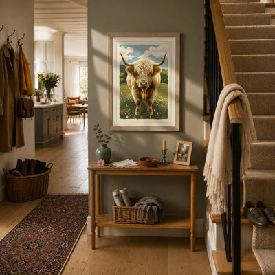 Highland Cattle In Bloom Rustic - Print