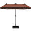 Parasol spacieux pour l'extérieur, parasol de patio double face, avec lumières et base solaires, parasol de table de salle à manger à bouton-poussoir inclinable