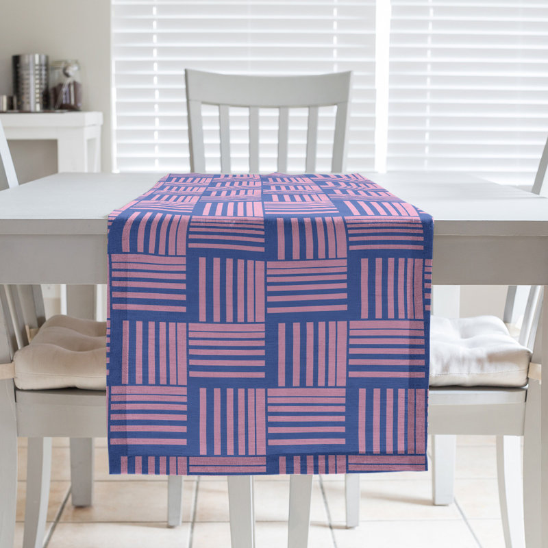 Fractured Stripes Table Runner, 16" x 72", Blue/Pink