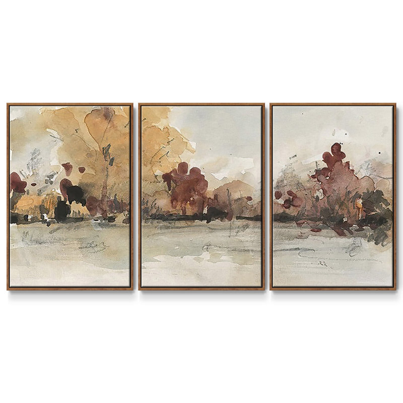 The Autumn View I - Toile encadrée multi-pièces, H 40 po x l 78 po x P 2 po, Noyer
