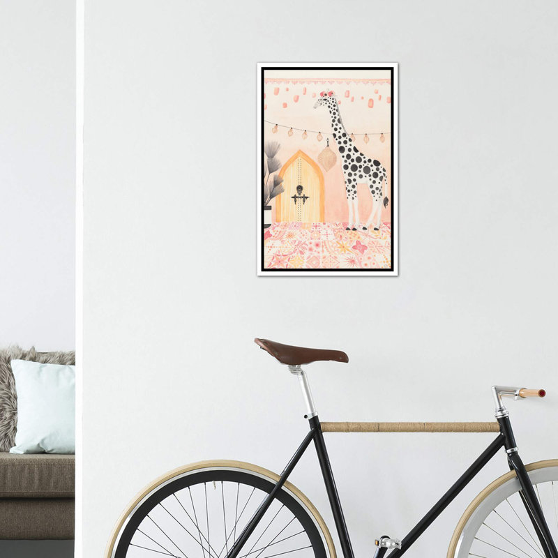 Girafe au Maroc, art encadré, H 60 po x l 40po x P 1,5 po, Toile blanche encadrée
