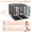 Cage pour chien de 52 pouces avec panneau de séparation, cage de sécurité robuste pour 2 grands et petits chiens