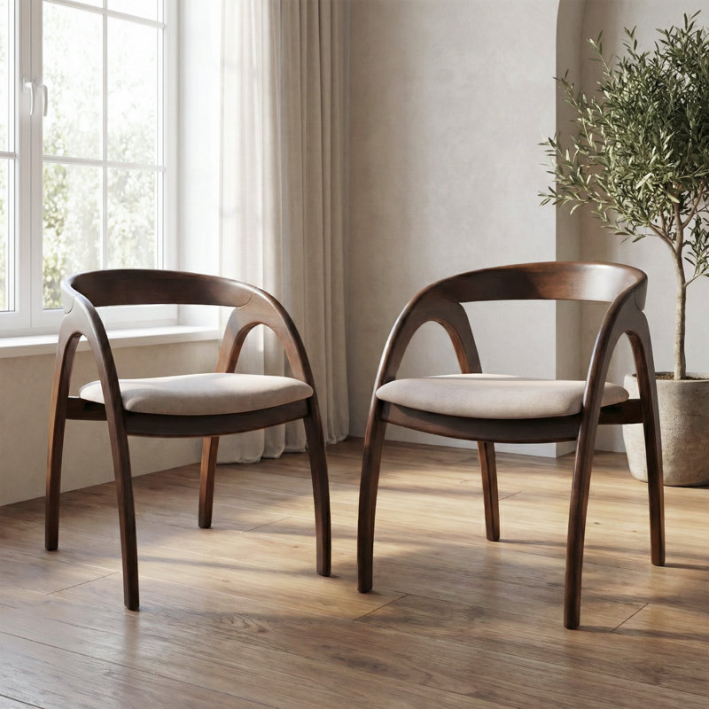 Rozella Solid Wood Curved Arm Chairs