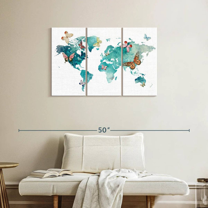 Carte du monde des papillons Aliaz, H 24 po x l 38 po